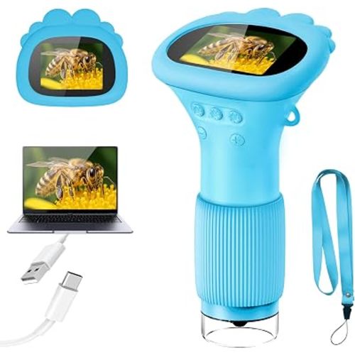 Acoath Microscope for Kids, 1000X Handheld Digital Miniscope with 2.0" Screen, Portable Pocket Microscope Education Toys Birthday Gifts for Age 3 4 5 6 7 8 9 10 Girls Boys