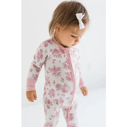 Blush Rose Garden Zipper Romper – In My Jammers