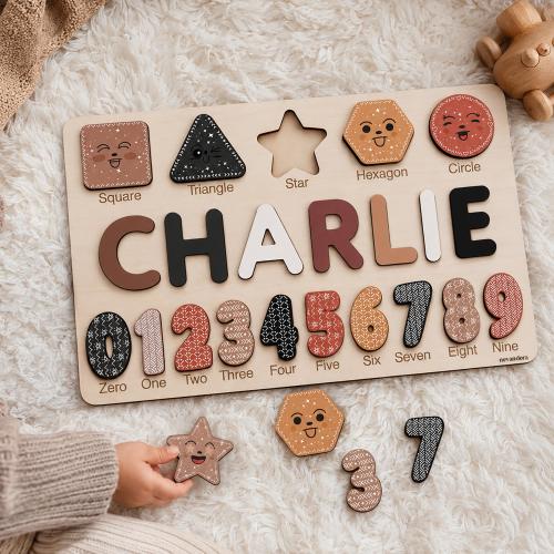 Wooden Busy Board Puzzle, Personalized Name Puzzle Toy, Baby Girl Gift, Nursery Decor, First Easter Gift, Custom Gift, One Year Old Gift