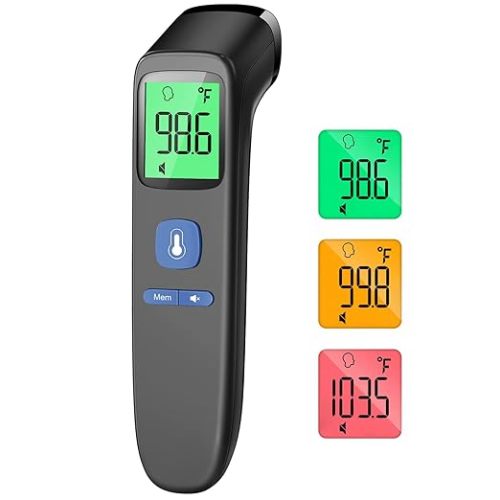 No-Touch Forehead Thermometer for Adults, Infrared Digital Baby Thermometer for Kids, Accurate Reading with Large Display, Mute Mode, Memory Recall, Fever Alarm