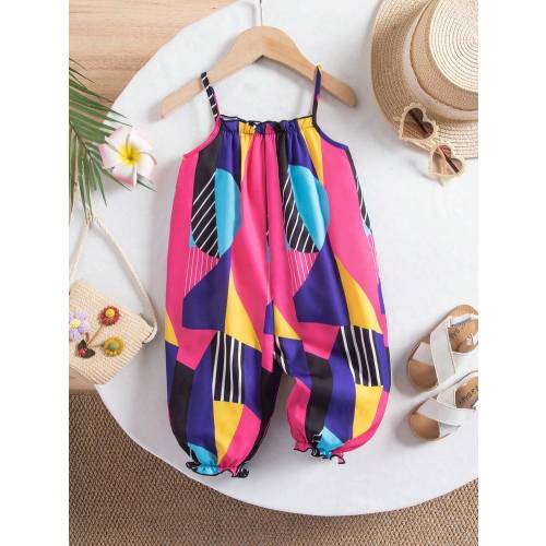 SHEIN This Baby Girl Cute And Versatile Casual Jumpsuit Features A Diamond Pattern, Perfect For Everyday Wear, Birthday Parties, Parties, Performances, Weddings, Baptisms, Opening Ceremonies, Indoor And Outdoor Activities, Sports, Play, Parties, Photo Sho