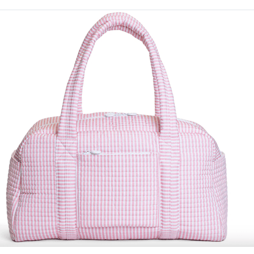 Crick and Lu Embroidery Quilted Grande Duffle - Pimlico Stripe Dusty Rose
