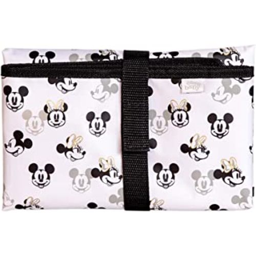 Disney Baby by J.L. Childress Full Body Portable Changing Pad for Babies - Diaper Changing Mat for Travel, Baby Accessory Essentials, Wipeable & Water-Resistant, Foldable - Mickey Minnie Ivory