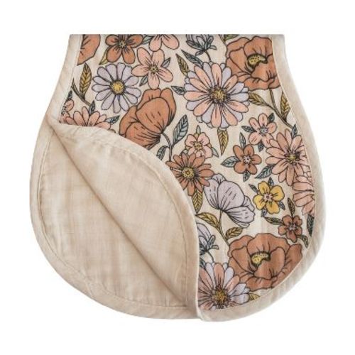 Organic Cotton Muslin Burp Cloth 2-Pack Retro Flowers/Fog One Size