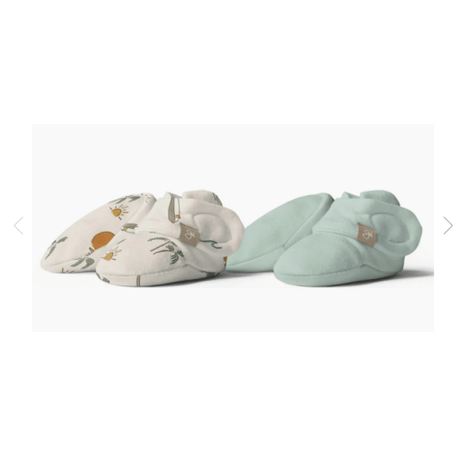 Goumi - STAY ON 2-PACK BOOTS | MANY MOONS + PEBBLE — Bamboo Organic Cotton Blend, 3 to 6 months