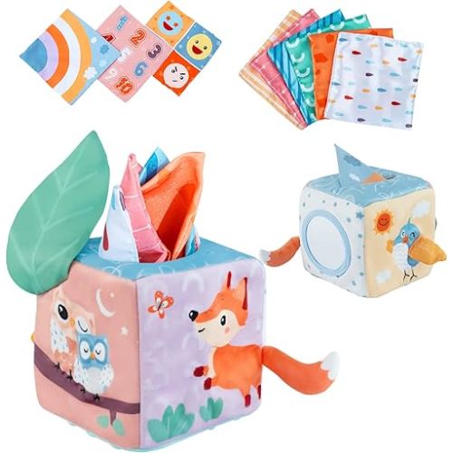 Baby Tissue Box Toy, Montessori Toy for Babies 6-12 Months, Tissue Box Baby Sensory Toys for 1 Year Old Boy Girl, Early Learning Baby Infant Toys 6-12 Months
