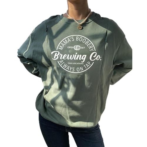 AEARGIV Women Causal Maternity Nursing Sweatshirt Comfort Friendly Zip Breastfeeding Pullover Tops Mama's Boobery Sweater