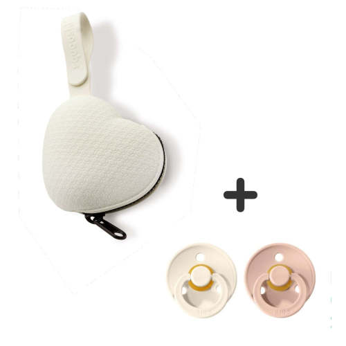 Squooshi Pacifier Holder White + BIBS Pacifier Combo BlushIvory Set – Squooshi Family