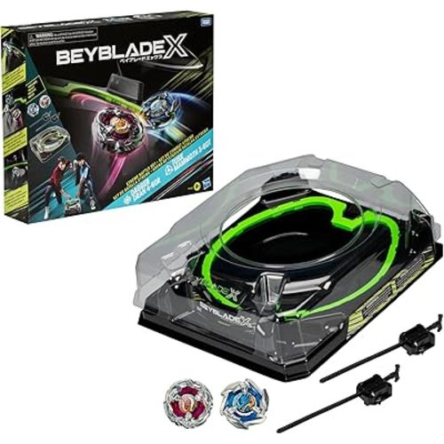Beyblade X Xtreme Battle Set with Beystadium Arena Featuring X-Celerator Rail, 2 Right-Spinning Top Toys, 2 Launchers, Toys for Boys and Girls, 8+