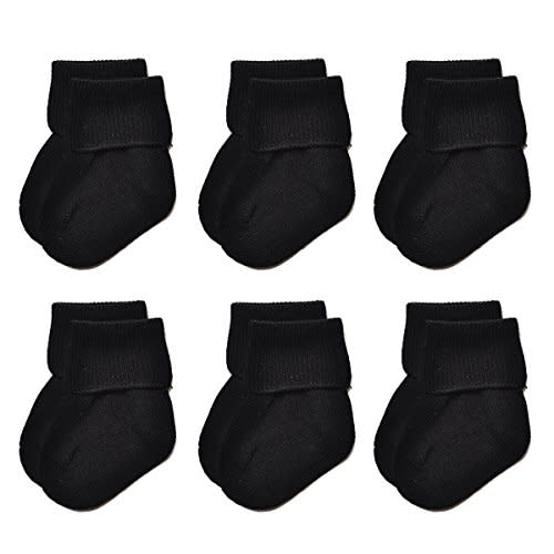 EPEIUS Baby Socks Unisex-Baby Seamless Turn Cuff Socks Cotton Rich Booties Socks 6 Pairs Pack Newborn Infant Toddlers