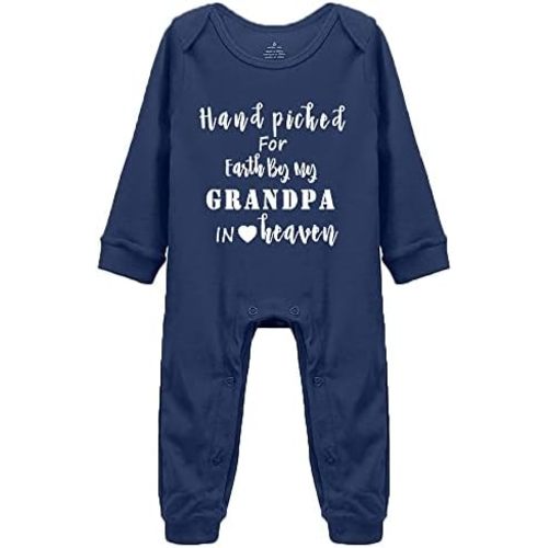 Handpicked for Earth by My Grandpa in Heaven Baby Bodysuit/Baby Announcement, Baby Clothing Long Sleeve White
