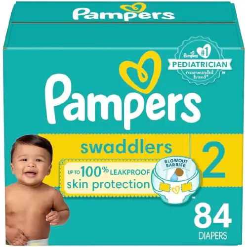 Pampers Swaddlers Diapers - Size 2, 84 Count, Ultra Soft Disposable Baby Diapers