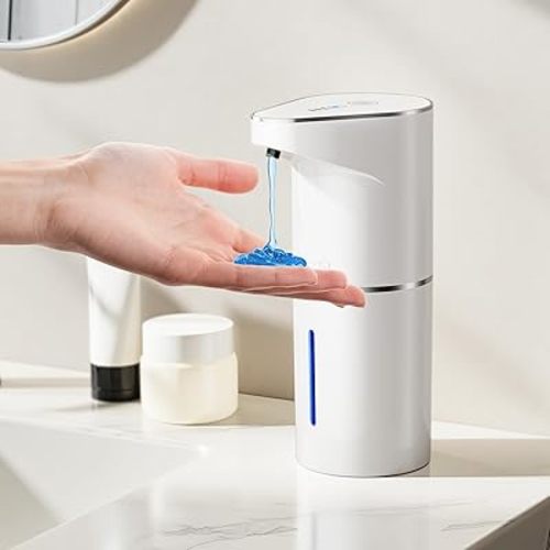 Automatic Soap Dispenser,Touchless Hand Wall Mount Rechargeable 3 Gear Adjustable Electric Soap Dispenser 350ml with Infrared Motion Sensor for Bathroom,Kitchen,Office, White Gel