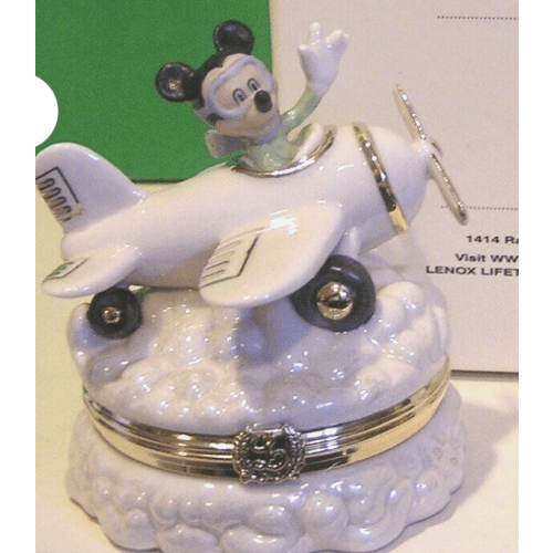 LENOX FLYING HIGH MICKEY MOUSE TREASURE BOX Disney Airplane NEW in BOX with COA