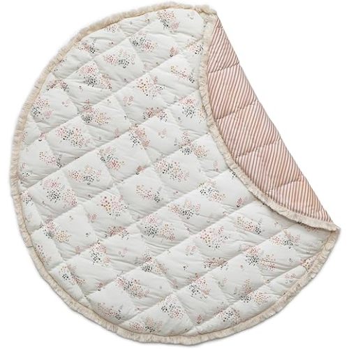 Pehr Baby Play Mat, Flower Patch | Ultra-Soft Quilted 100% Cotton Exterior with Plush Polyester Fiberfill | 40” Diameter