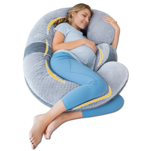 Latitude Run® E-shaped Pregnancy Pillow, Dual-plush, Full Body Maternity Pillow For Side Sleepers 60 Inch-support For Back, Legs, Belly, Hips, Gray & Reviews | Wayfair