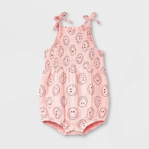 Grayson Mini Baby Girls' Smocked Gauze Bubble Romper - Pink