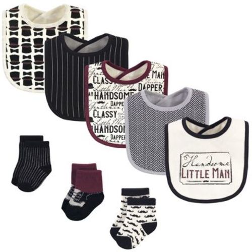 Hudson Baby Infant Boys Cotton Bib and Sock Set 8pk, Vintage Little Man, One Size