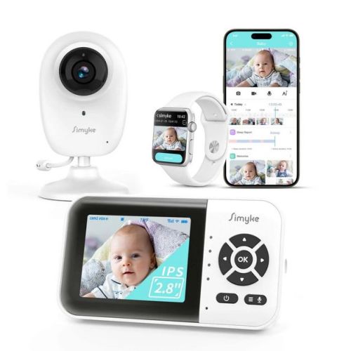 Simyke Smart Baby Monitor: 1080P Camera + 2.8” LCD Display, Smartwatch Connectivity