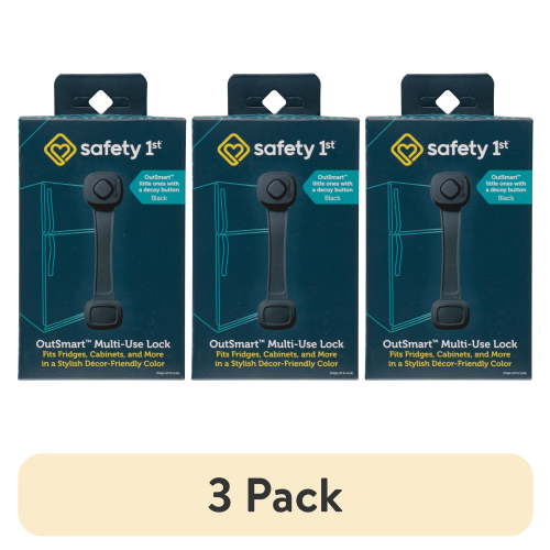 (3 pack) Safety 1st OutSmart Multi-Use Lock, Black, Toddler