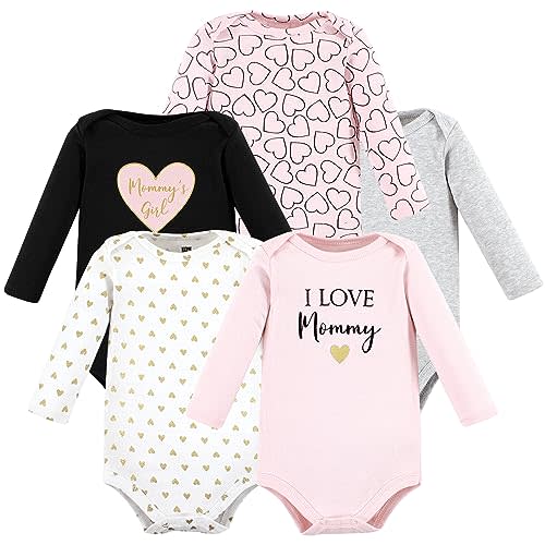 Hudson Baby baby-girls Cotton Long-sleeve Bodysuits 5-pack