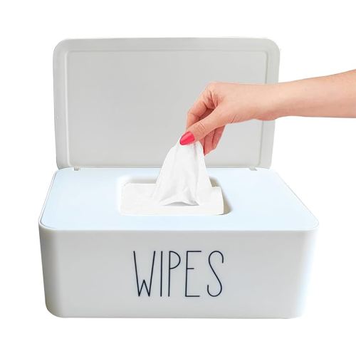 Moorfowl Baby Wipes Dispenser Bathroom Decor,7.28" L * 4.80" W * 2.75" H, Refillable Flushable Wipes Container Holder Baby Registry Essential