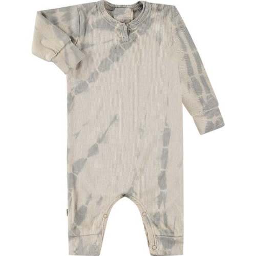 Eco-Tie Dye Ribbed 2x1 Romper, Grey - Paige Lauren | Maisonette
