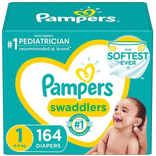 Diapers Newborn/Size 1 (8-14 lb), 164 Count - Pampers Swaddlers Disposable Baby Diapers, Enormous Pack (Packaging May Vary) - Size 1 (Pack of 164)