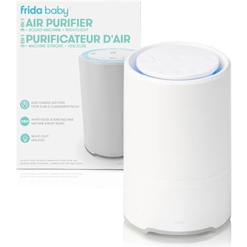 Frida Baby 3-in-1 Baby Air Purifier for Allergy Relief, Sound Machine for Sleeping + Nightlight, Filter Purifier for Bedroom with 3 Fan Speeds, Easy-Change Filter, Auto-Off Timer