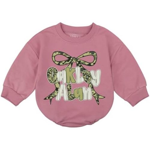 Personalized Name Baby Girls Camo Outfit Custom Cute Bows Camouflage Hunting Prints Newborn Bubble Romper Bodysuit