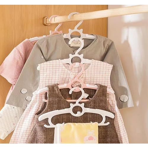 30Pack Baby Nursery Closet Hangers, Ultra Thin Non-Slip and Extendable Laundry Infant Pant Hanger for Newborn Clothes 11-14" Pink Adjustable Children Coat Hanger for Girl Boy Toddler Kids Child…