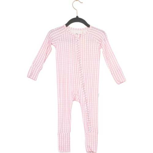 Gingham Sleep Romper, Pink - The Uptown Baby | Maisonette