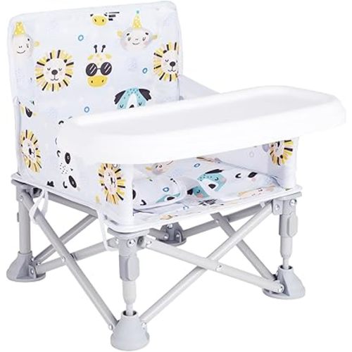 Portable Baby Booster Seat with Tray, Toddler Booster seat for Dining, Camping, Travel, Baby Beach Chair 6 Months to 3 Years Old Indoor Outdoor Use CH2407