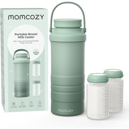 Amazon.com : Momcozy 22oz Portable Breast Milk Cooler for Outdoor, Life Saver with 360° Total Cooling for 24 Hours, Larger Capacity Travel Breastmilk Chiller with 2pcs Baby Bottles for Breastmilk Storage, Green : Baby