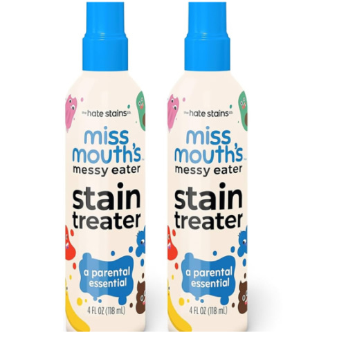 Miss Mouth's Messy Eater Stain Treater Spray - 4oz 2 Pack Stain Remover - Newborn & Baby Essentials - No Dry Cleaning Food, Grease, Coffee Off Laundry, Underwear, Fabric