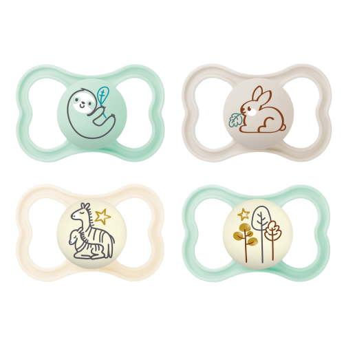 MAM Air Day & Night Pacifier, for Sensitive Skin, Glows in The Dark, 16+ Months, Unisex, 4 Count