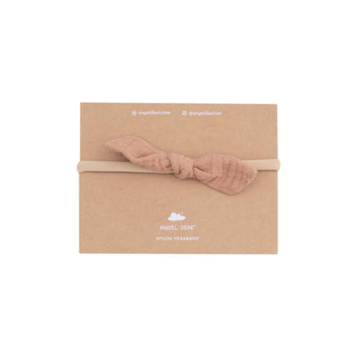 Bow with Nylon Headband -  Solid Muslin Camel