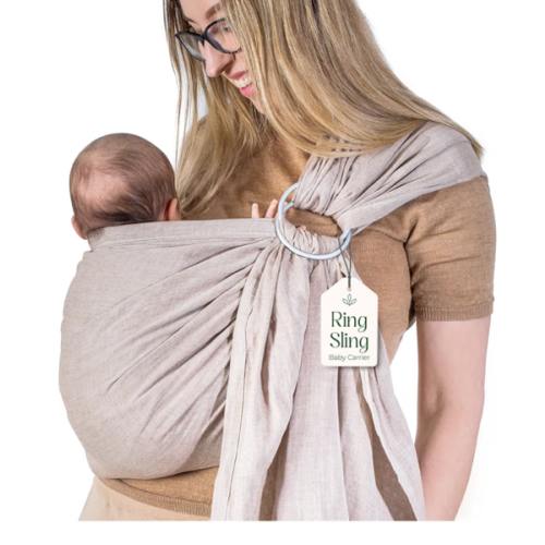 Amazon.com: Ring Sling Baby Carrier - USA Lab Tested, 100% Natural Cotton Muslin, Breathable & Ergonomic Ring Sling Sand