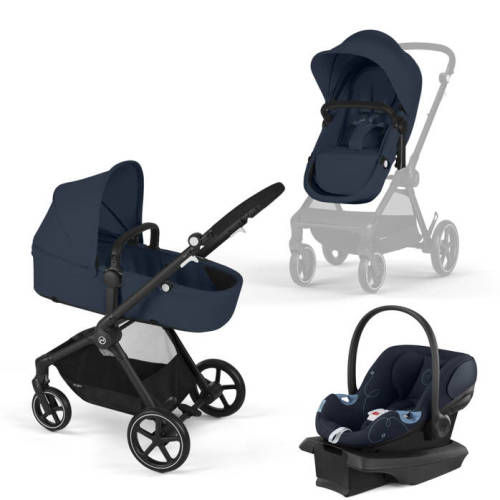 Cybex Eos and Aton G Travel System, 2024, Black, Ocean Blue
