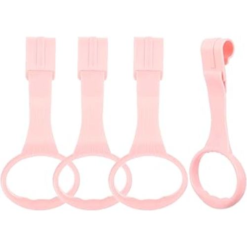 4Pcs Baby Playpen Pull up Rings, Pull up Rings for Play Pen, Playpen Accessories for Help Stand Up Walking Training Tool Newborn (Pink)