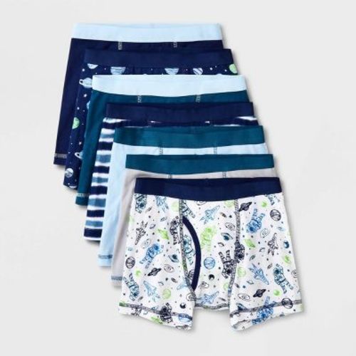 Boys' 7pk Space Boxer Briefs - Cat & Jack™ Blue/White