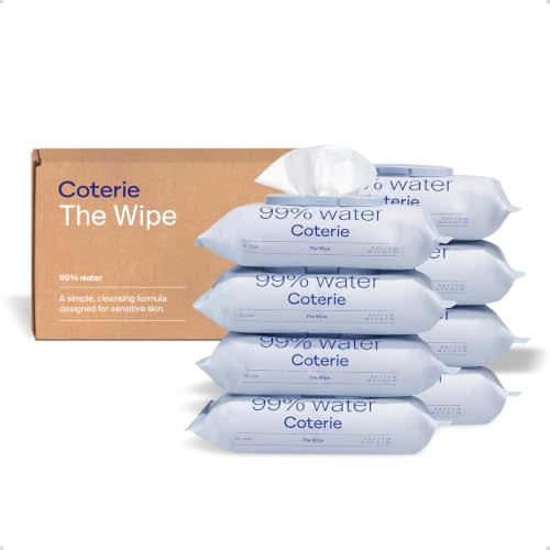 Coterie Baby Wipes for Sensitive Skin, 8-Pack (448 Count) | Includes 448 total wipes, 99% water, plant-based & plastic-free fibers, hypoallergenic, pH balanced, unscented, EWG Verified