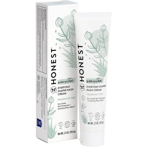 The Honest Company Hypoallergenic Diaper Rash Cream | Moisturizing + Calming Zinc Oxide Ointment | NEA Recognized, Cruelty Free | 2.5 oz