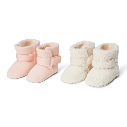 Amazon Essentials Unisex Babies' Soft Hook & Loop Booties, Infant Crib Shoes, Stay on Infant Slipper Socks with Grippers