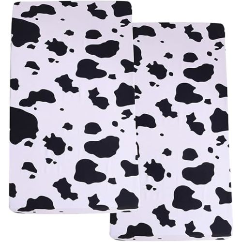 2 Pack White Cow Printed Fitted Crib Sheet