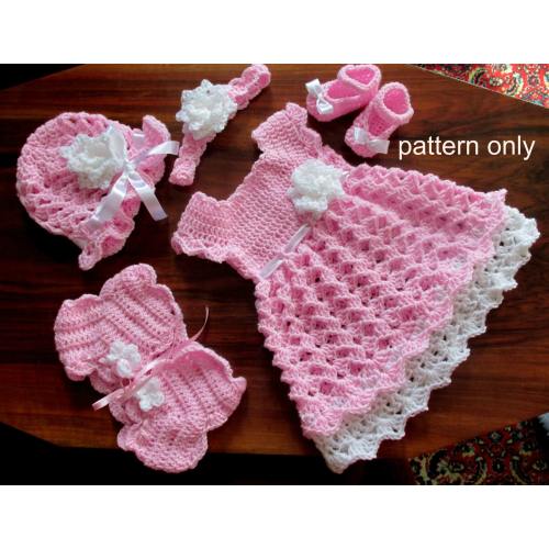 Crochet Baby Dress Pattern: Hat, Bolero, Shoes & Headband (Newborn to 12 Months) (PDF Pattern)