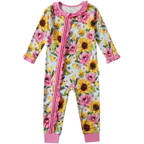 Baby Girl Sleeper Viscose from Bamboo Zipper Footies Pjs NB-24Mon