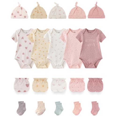 Baby Short Sleeve Bodysuits and Accessories Set Cotton Baby Clothes | Newborn Essentials, Cute Baby Boy Girl Outfits