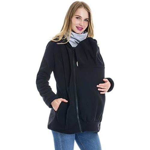 Smallshow Women's Fleece Zip Up 3 in 1 Maternity Baby Wearing Hoodie Sweatshirt Jacket