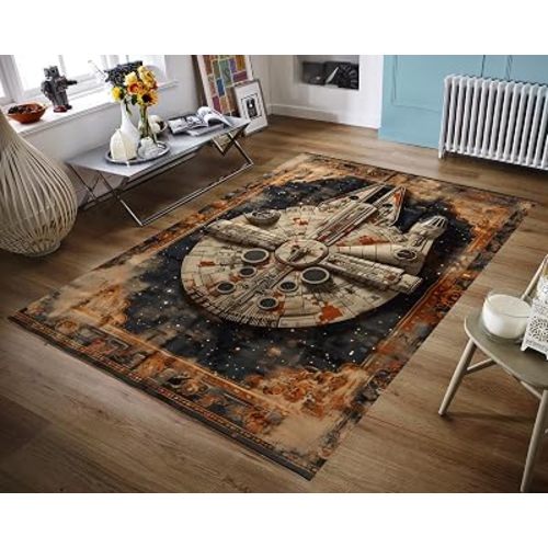 Starwars Millenium Falcon Retro Look Art Non-Slip Cotton Base Area Rug KA09.1 2.6 x 3.9 ft =80x120cm